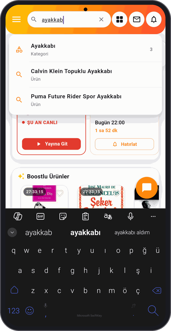 Arama — yazarken çıkan yakın tahminler